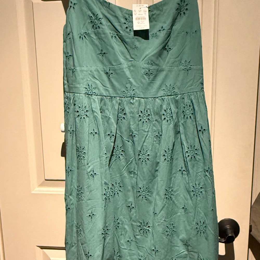 J. Crew Factory Teal Eyelet Midi Dress